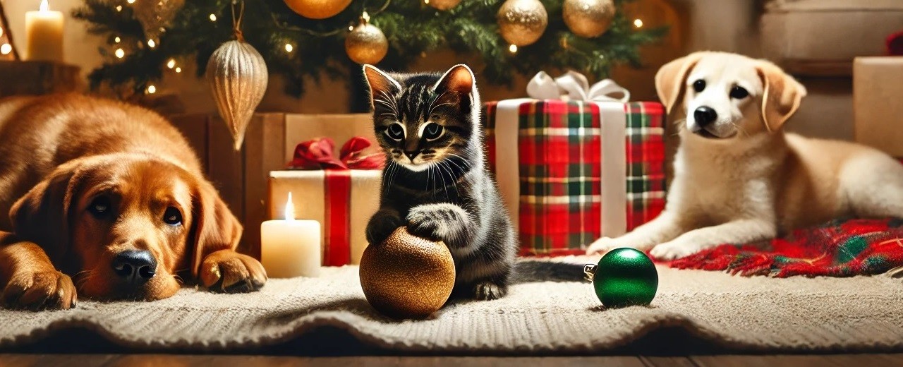 Natale con gli Animali Domestici: Gioia, Sicurezza e Precauzioni per un Ambiente Festivo a Prova di Pet