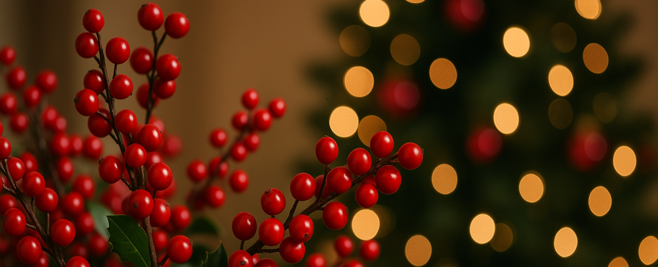 Bagas vermelhas e a magia do Natal: o significado escondido por trás de uma das decorações mais icónicas.