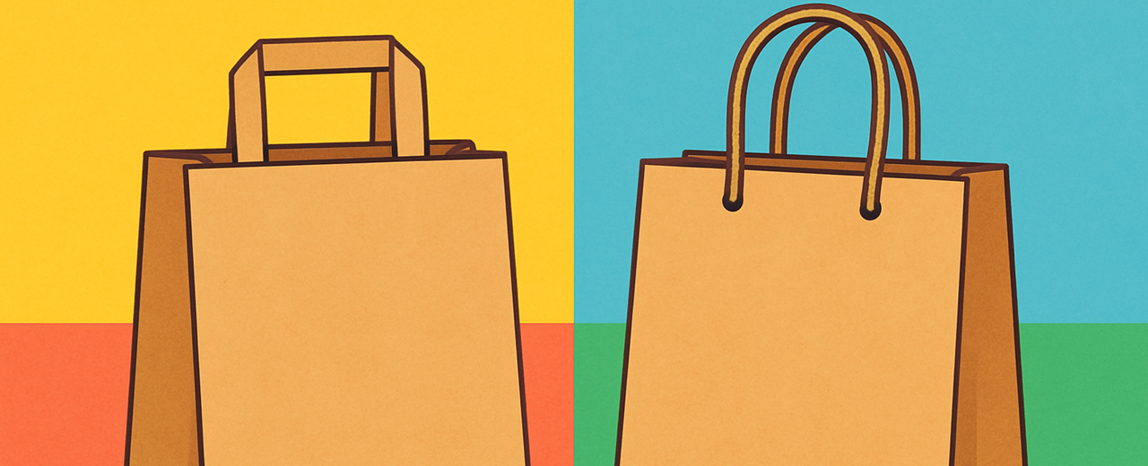 Alça plana ou punho de cordão? Ainda no menu, o que você escolhe?