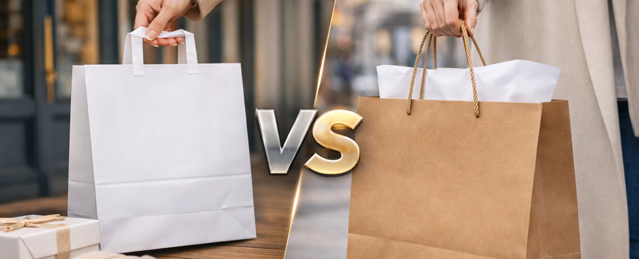 ¿Bolsas de papel para la compra: asa plana o asa de cordón? Guía práctica para elegir.